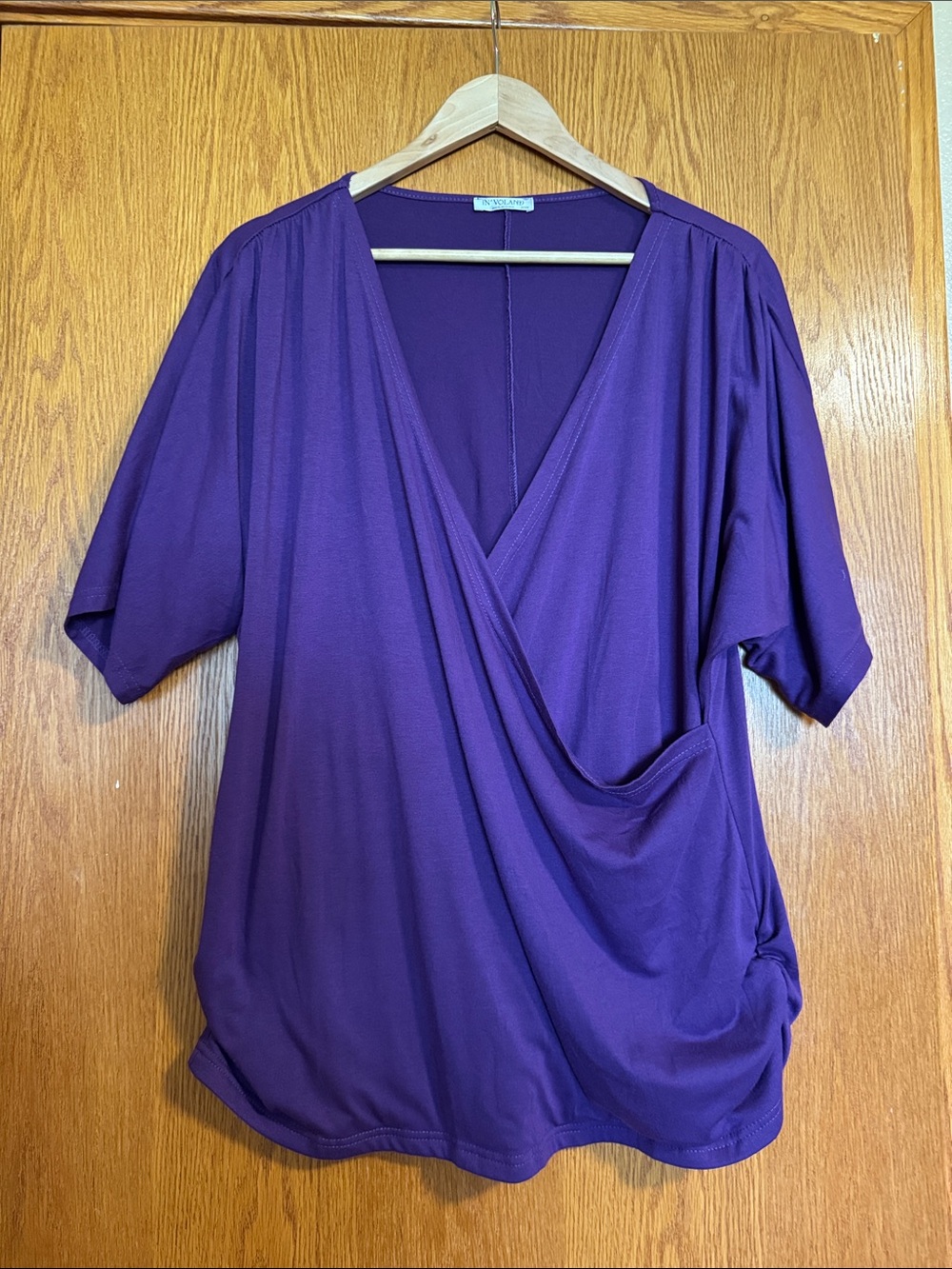 Women’s Purple Wrap Front Top